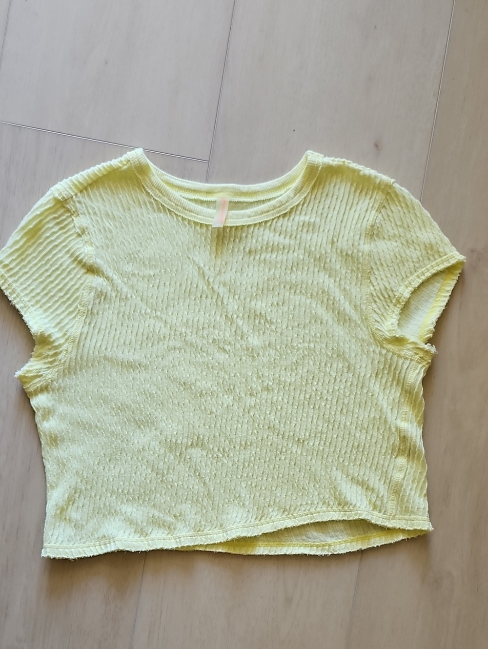 FP Movement Pale Yellow Ribbed Cropped Tee